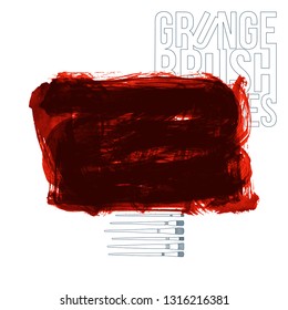 Red brush stroke and texture. Grunge vector abstract hand - painted element. Underline and border design.