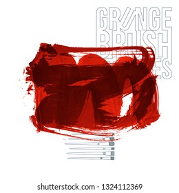 Red brush stroke and texture. Grunge vector abstract hand - painted element. Underline and border design.