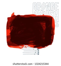 Red brush stroke and texture. Grunge vector abstract hand - painted element. Underline and border design.