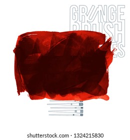 Red brush stroke and texture. Grunge vector abstract hand - painted element. Underline and border design.