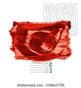 Red brush stroke and texture. Grunge vector abstract hand - painted element. Underline and border design.