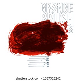 Red brush stroke and texture. Grunge vector abstract hand - painted element. Underline and border design.