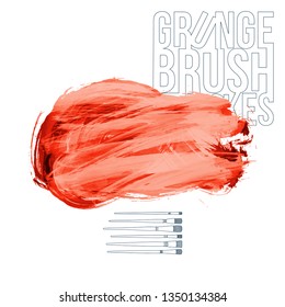 Roter Pinselstrich und Textur. farbige, abstrakte, farbige Vektorgrafik - lackiertes Element. Unterstreichen und Grenzdesign.