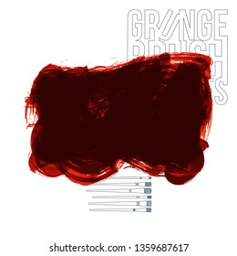 Red brush stroke and texture. Grunge vector abstract hand - painted element. Underline and border design.