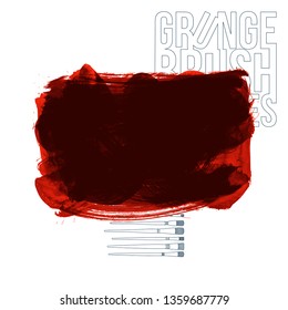 Red brush stroke and texture. Grunge vector abstract hand - painted element. Underline and border design.