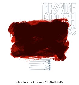 Red brush stroke and texture. Grunge vector abstract hand - painted element. Underline and border design.