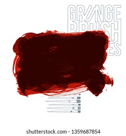 Red brush stroke and texture. Grunge vector abstract hand - painted element. Underline and border design.