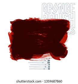 Red brush stroke and texture. Grunge vector abstract hand - painted element. Underline and border design.