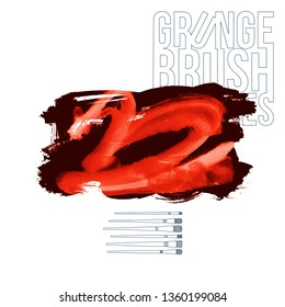 Red brush stroke and texture. Grunge vector abstract hand - painted element. Underline and border design.