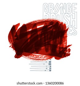 Red brush stroke and texture. Grunge vector abstract hand - painted element. Underline and border design.