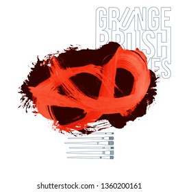Red brush stroke and texture. Grunge vector abstract hand - painted element. Underline and border design.