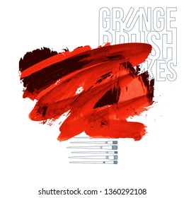 Traçado e textura de pincel vermelho. Vetor Grunge mão abstrata - elemento pintado. Design de sublinhado e borda.