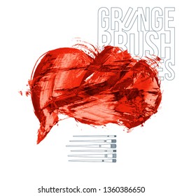 Red brush stroke and texture. Grunge vector abstract hand - painted element. Underline and border design.