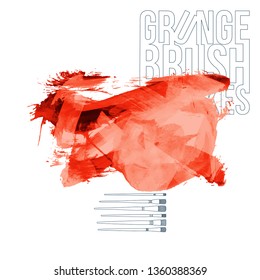Red brush stroke and texture. Grunge vector abstract hand - painted element. Underline and border design.
