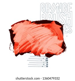 Red brush stroke and texture. Grunge vector abstract hand - painted element. Underline and border design.