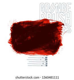 Red brush stroke and texture. Grunge vector abstract hand - painted element. Underline and border design.