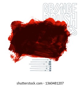 Red brush stroke and texture. Grunge vector abstract hand - painted element. Underline and border design.