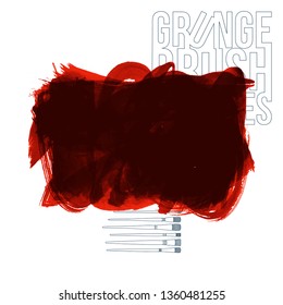 Red brush stroke and texture. Grunge vector abstract hand - painted element. Underline and border design.