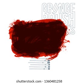 Red brush stroke and texture. Grunge vector abstract hand - painted element. Underline and border design.