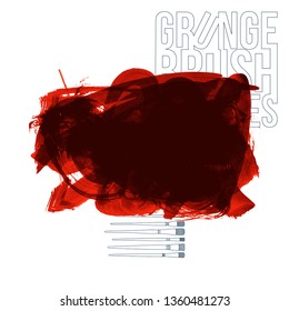 Red brush stroke and texture. Grunge vector abstract hand - painted element. Underline and border design.