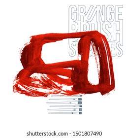 Red brush stroke and texture. Grunge vector abstract hand - painted element. Underline and border design.