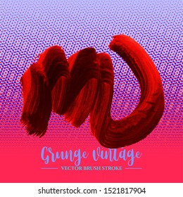 Red brush stroke and texture. Grunge vector abstract hand - painted element. Underline and border design.