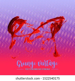 Red brush stroke and texture. Grunge vector abstract hand - painted element. Underline and border design.