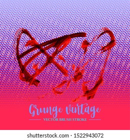 Red brush stroke and texture. Grunge vector abstract hand - painted element. Underline and border design.