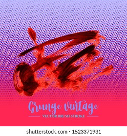Red brush stroke and texture. Grunge vector abstract hand - painted element. Underline and border design.