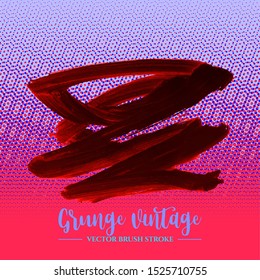 Red brush stroke and texture. Grunge vector abstract hand - painted element. Underline and border design.