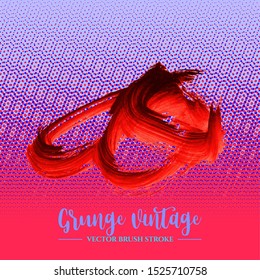 Red brush stroke and texture. Grunge vector abstract hand - painted element. Underline and border design.
