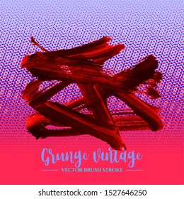 Red brush stroke and texture. Grunge vector abstract hand - painted element. Underline and border design.