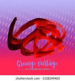 Red brush stroke and texture. Grunge vector abstract hand - painted element. Underline and border design.