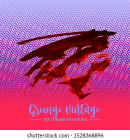 Red brush stroke and texture. Grunge vector abstract hand - painted element. Underline and border design.
