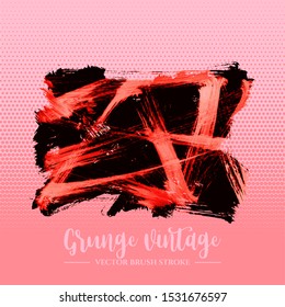 Red brush stroke and texture. Grunge vector abstract hand - painted element. Underline and border design.