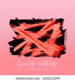 Red brush stroke and texture. Grunge vector abstract hand - painted element. Underline and border design.
