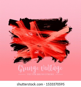 Red brush stroke and texture. Grunge vector abstract hand - painted element. Underline and border design.