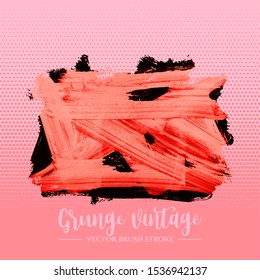 Red brush stroke and texture. Grunge vector abstract hand - painted element. Underline and border design.