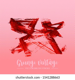 Red brush stroke and texture. Grunge vector abstract hand - painted element. Underline and border design.