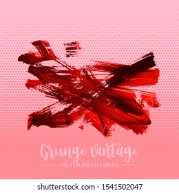 Red brush stroke and texture. Grunge vector abstract hand - painted element. Underline and border design.