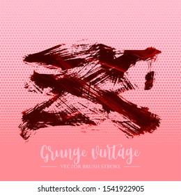 Red brush stroke and texture. Grunge vector abstract hand - painted element. Underline and border design.