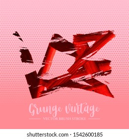 Red brush stroke and texture. Grunge vector abstract hand - painted element. Underline and border design.