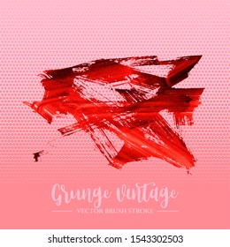 Red brush stroke and texture. Grunge vector abstract hand - painted element. Underline and border design.