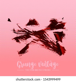 Red brush stroke and texture. Grunge vector abstract hand - painted element. Underline and border design.