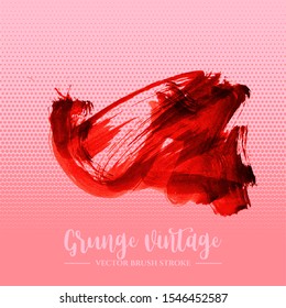 Red brush stroke and texture. Grunge vector abstract hand - painted element. Underline and border design.