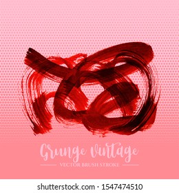 Red brush stroke and texture. Grunge vector abstract hand - painted element. Underline and border design.