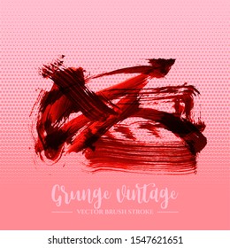 Red brush stroke and texture. Grunge vector abstract hand - painted element. Underline and border design.