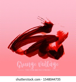 Red brush stroke and texture. Grunge vector abstract hand - painted element. Underline and border design.