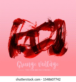 Red brush stroke and texture. Grunge vector abstract hand - painted element. Underline and border design.