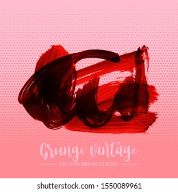 Red brush stroke and texture. Grunge vector abstract hand - painted element. Underline and border design.